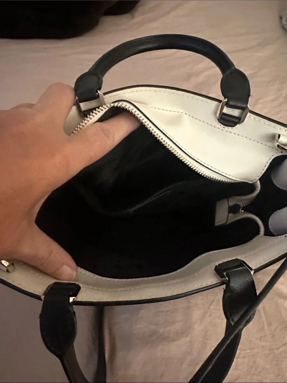 kate spade Teal and White Leather Top-Handle Satchel